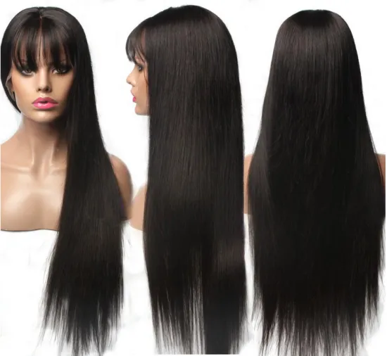 Gorgeous Lace Front Wig Bleached Knots Human Hair With Bangs,Baby Humam Luxury Hair Wig,30 Inch Curly Lace Frontal Wig