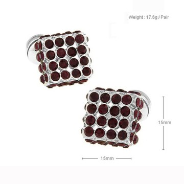 Custom 15*15mm Purple Crystal Gift Cufflinks For Man's Suit Shirt