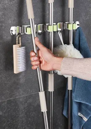 Stainless Steel Black Broom Holder Storage Organizer