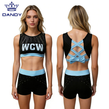 Shiny print sport bra cheerleading uniforms