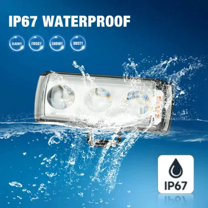 LiuHJG 3 Lens 22W Flash Super Brightness Waterproof Motorbike Driving Spotlight