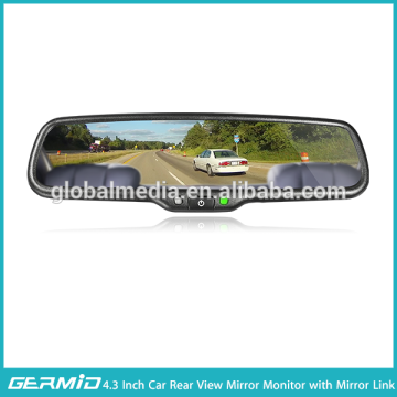 4.3 inch car rear view mirror monitor with mirror link and thin frame special for Honda and Kia