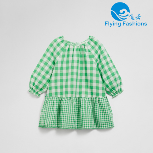 Vestido infantil de cuadros verdes y blancos