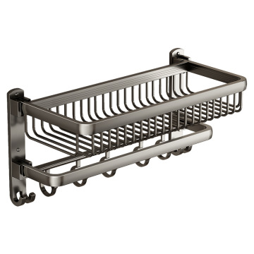 Juego de hardware de baño de aluminio montado en la pared: rejilla de toalla de barra de torre en negro
