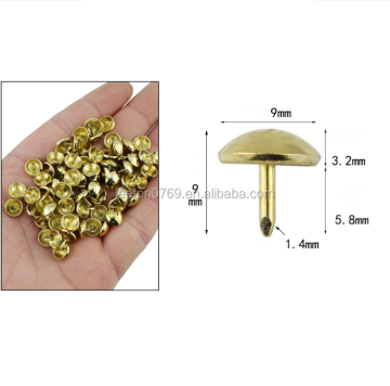 9x 9mm Gold Metallsofa Bubble Nails Stock Versorgung