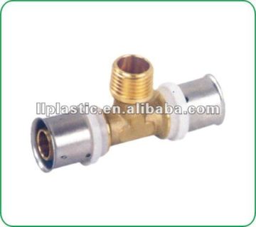brass press fitting male tee for manifold pex-al-pex pipe