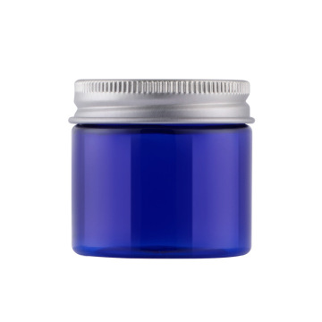 Wholesale round cosmetic plastic jar with metal lid