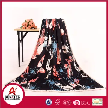 100% Polyester Printed Micromink Sherpa Throw Blanket
