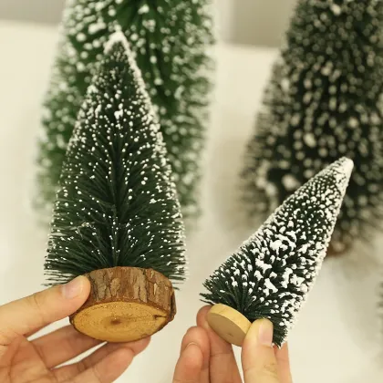 DIY White Cedar Mini Christmas Trees and Pine Needle Ornaments for Tabletop Decorations