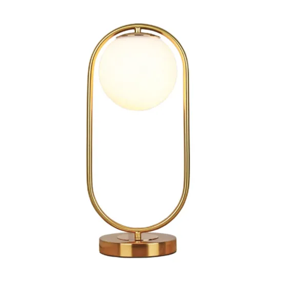 Modern Desk Lamp with Vintage Gold Iron Shade and Wooden Base - TB0072