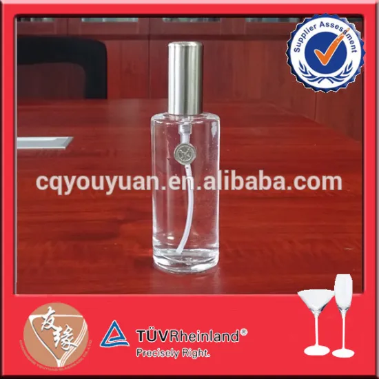 Metal cap glass perfume bottle 100ml with atomizer