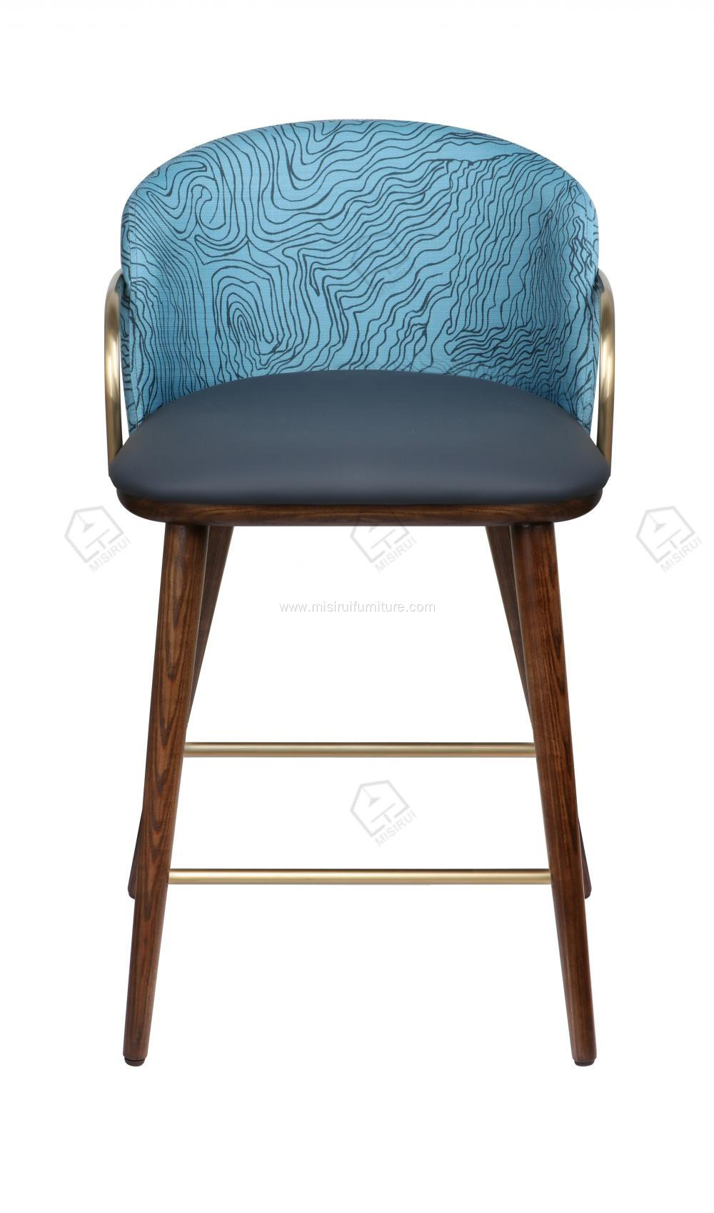 Faux leather stainless feet armrest bar stool