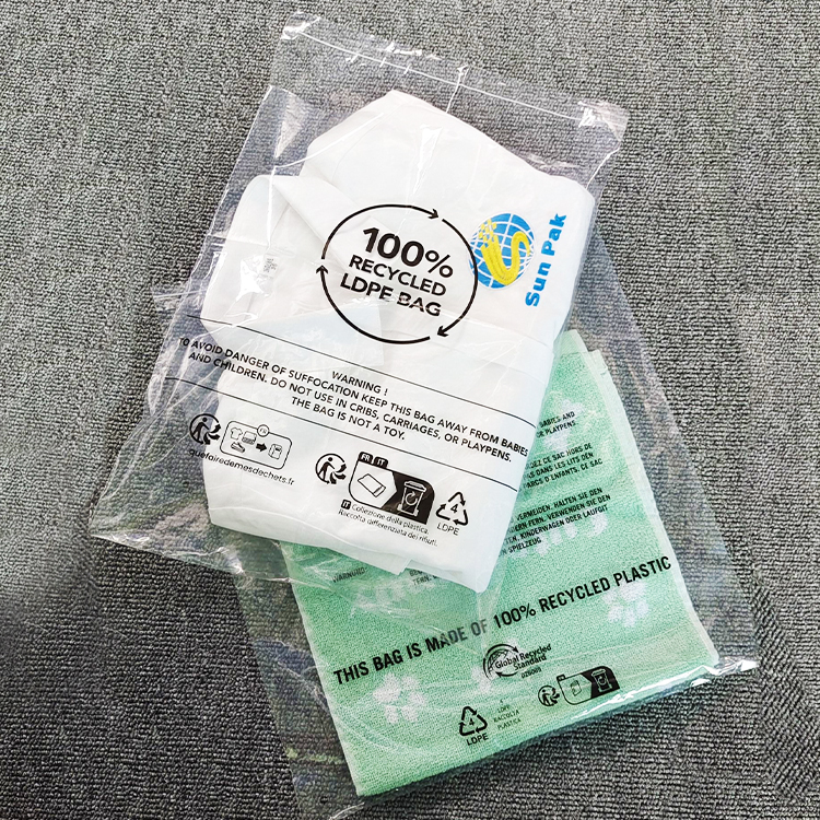 Hot Sale 30 50 70 80 100 Recycled Material Customize Logo Printing Clear Plastic Self Adhesive Sealing Bags Grs6