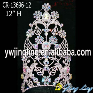 Venta al por mayor de la serie AB Rhinestone Flower Pageant Crown