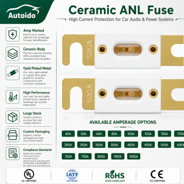 Fusible en céramique ANL spécial pour les véhicules à nouvelle énergie Audio en céramique 300 ampères plaqué or fusible ANL Audio de voiture lien de fusible marin