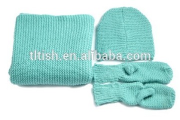 fashion knitted winter hat of beanie scarf, hat and gloves