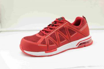 Red upper fashion design breathable mesh safety shoes