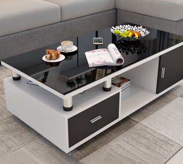 Modern Luxury Glass and Metal Coffee Table and TV Stand Set for Living Room