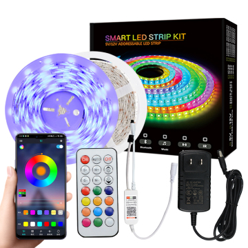 App controlled full kit music sync voice control google home Alexa Tuya 5050 5M 10M waterproof wifi smart RGB LED strip Light