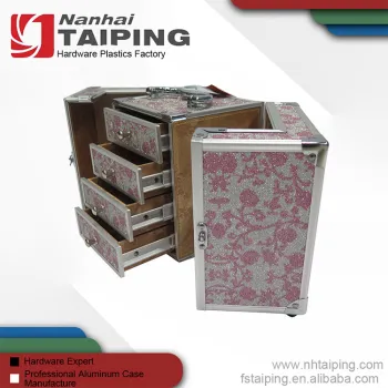 Double Open Aluminum Hair Stylist Beauty Cases With 4 Drawers