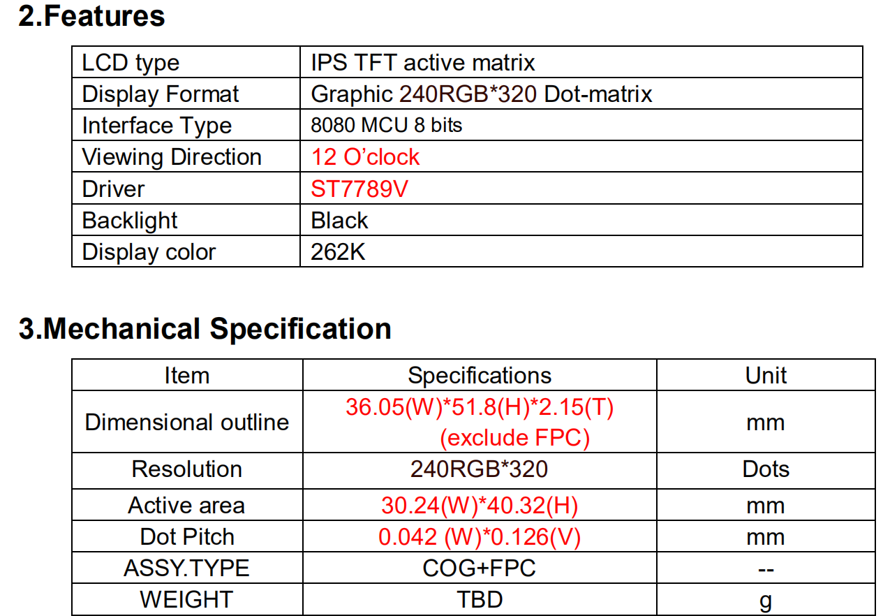 2.0 inch LCD display