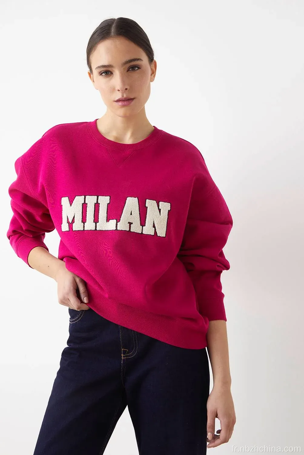 Sweatshirts de broderie de serviettes pour femmes