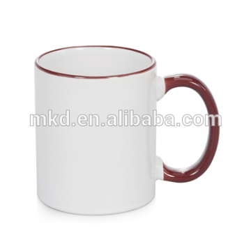 MEIKEDA 11oz Magenta color RIM&Handle blank coated mug For Heat Transfer printing