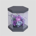 Caixa de flores clara de luxo hexagon com janela transparente