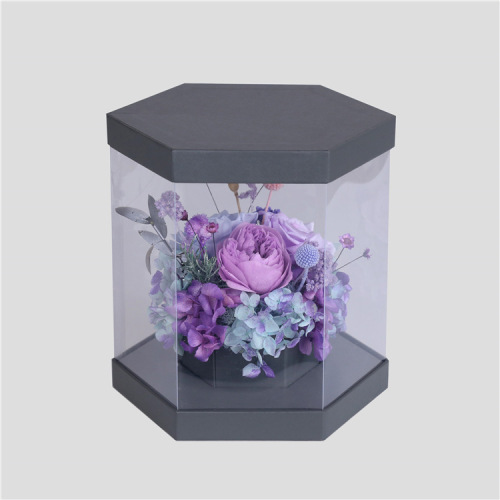 Hexagon Luxury Clear Flower Box with Transparent Window