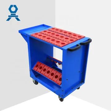 Durable Mobile Metal CNC Holder Storage Trolley Cart for Workshops with Wheels