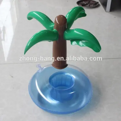 Palm tree inflatable drink holders floating cup holder in stock