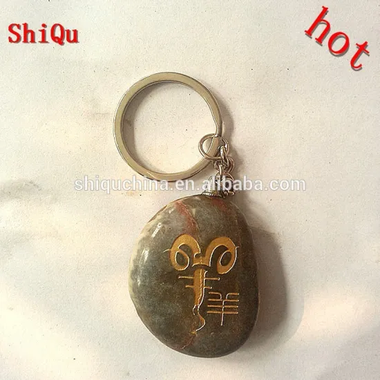 fashion engraved stone Zodiac keychain