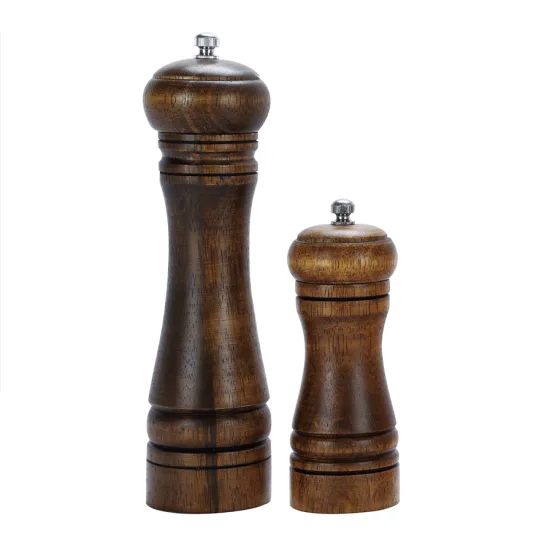 Traditional manual wooden pepper mill