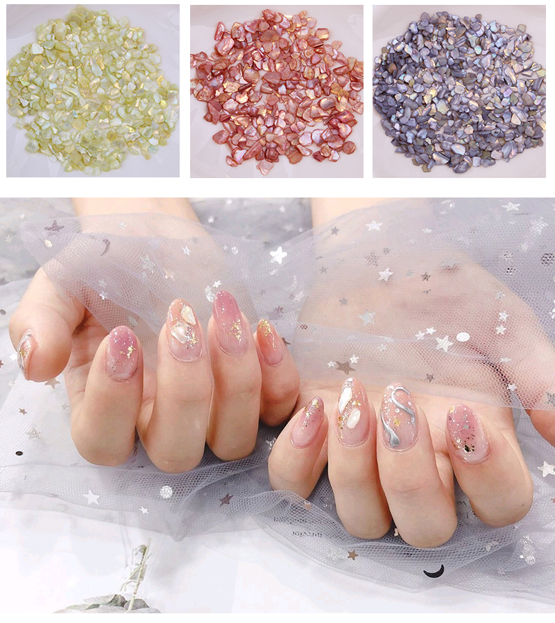 12 Colors/Box Shell Crushed Stones Gravel Flakes Natural Broken 3D Sparkle Paillettes Design 4Style Nail Stone Strass Decoration