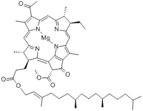 Name: Magnesium,[(2E,7R,11R)-3,7,11,15-tetramethyl-2-hexadecenyl(3S,4S,13R,14R,21R)-9-acetyl-14-ethyl-13,14-dihydro-21-(methoxycarbonyl)-4,8,13,18-tetramethyl-20-oxo-3-phorbinepropanoato(2-)-kN23,kN24,kN25,kN26]-,( 57271379,SP-4-2)- CAS 17499-98-8