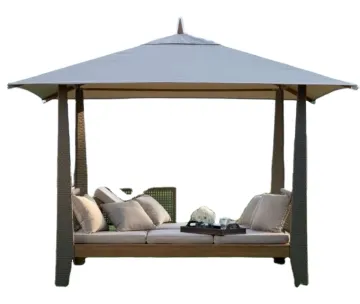 Rattan Wicker Garden Sun Lounger and Aluminum Patio Furniture with Gazebo