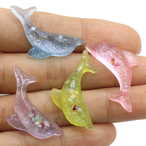 Kawaii Animal dos plat résine dauphin Cabochons océan Animal 3D charme Slime fournitures