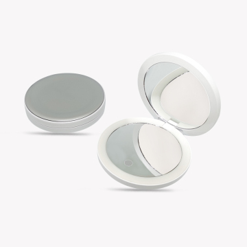 LED Foldable Handheld Makeup Mirror with Micro USB Charging Port