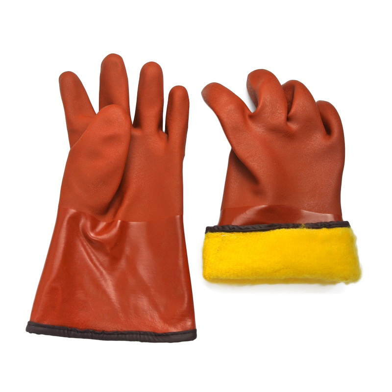 Brown PVC Cold Proof Gloves Cashmere Επένδυση