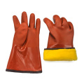 ブラウンPVC冷暖房作業手袋カシミアライニング