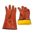 Brown PVC Cold proof work gloves Cashmere lining