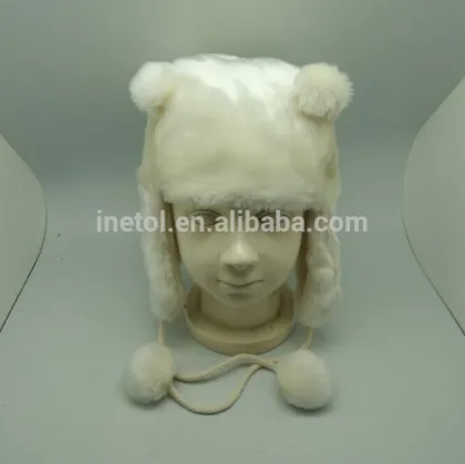 2017 Best quality custom warm child kids earflap puffball winter baby hat