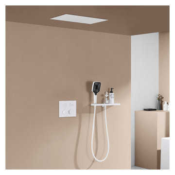 2024 High Quality European White Rain Shower Set - Single Handle, Brass, Contemporary, Jet Soft