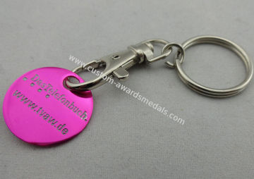 Anodized Trolley Coin, Aluminum Personalised Trolley Coin Keyring With Soft And Key Chain