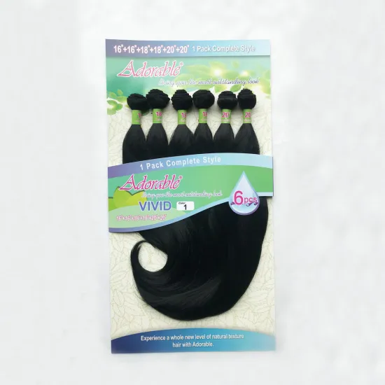 Adorable synthetic hair extension, 16"18"20" in a pack,  high quality protein synthetic hair weft vivid 6pcs no closure