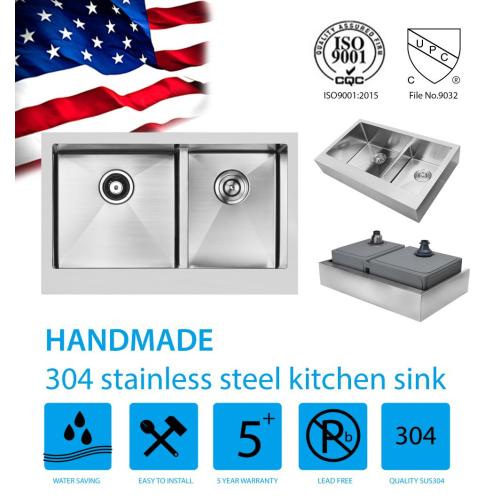 SUS304 Apron Sink Handmade Stainless Steel Kitchen Sink