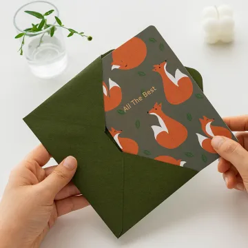 Custom Colorful Cartoon Pattern Thank You & Wedding Invitation Cards with Envelopes