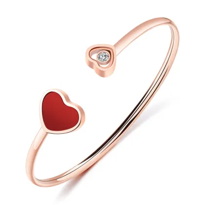 Custom Rose Gold Double Heart Cuff Bracelet