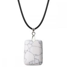 Howlite 25x35mm Rectangle Stone Pendant Necklace for women Men