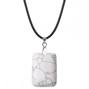 Howlite 25x35 mm Collier pendentif en pierre rectangulaire pour femmes hommes